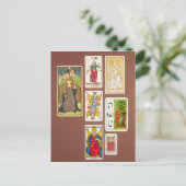 VIII justice, sept cartes de tarot (Debout devant)