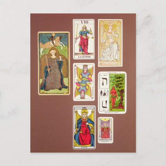 VIII Justitie, zeven tarotkaarten Briefkaart (Voorkant)