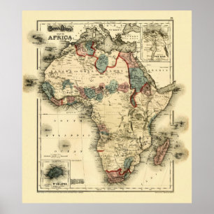Viintage 1874 Map of Africa Antiek African Print