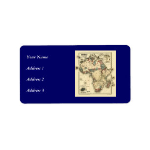 Viintage 1874 Map of Africa Antiek African Print Etiket