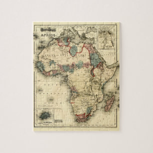 Viintage 1874 Map of Africa Antiek African Print Legpuzzel