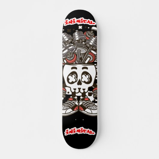 Vijandige Barbell Schedel Skateboard (Voorkant)