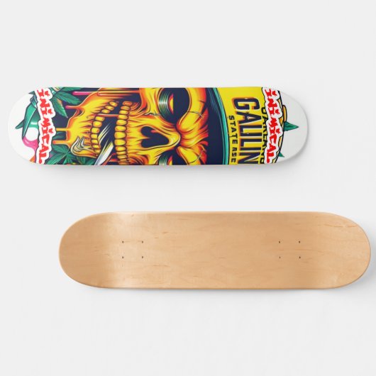 Vijandige Oakland Gele Schedel Skateboard (Horizontaal)