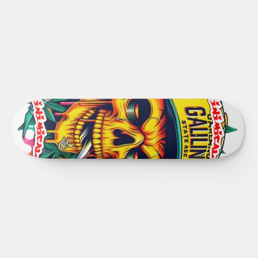 Vijandige Oakland Gele Schedel Skateboard (Horizontaal)