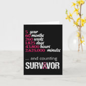 Vijf 5 jaar overlevende borstkanker bewustzijnsges kaart (Gele Bloem)