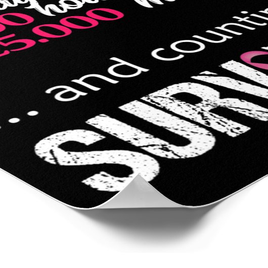 Vijf 5 jaar overlevende borstkanker bewustzijnsges poster (Hoek)