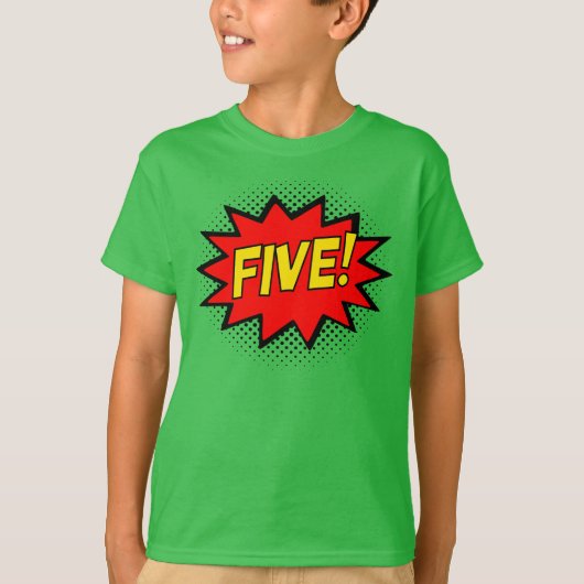 VIJF! 5e verjaardag Gift Superheld Logo T-Shirt (Voorkant)