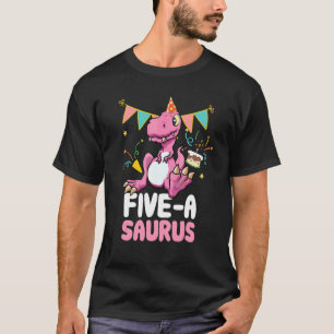 Vijf A Saurus Dinosaur Cute Kiddo Rex T-shirt