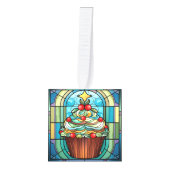 Vijf Afbeelding Glas in lood Kerstmis Kubus Ornament (Voorkant)