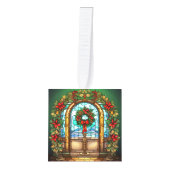 Vijf Afbeelding Glas in lood Kerstmis Kubus Ornament (Voorkant)