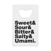 Vijf basistastjes kredietkaart flessenopener (Voorkant)