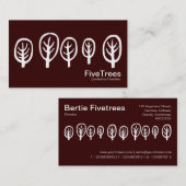 Vijf bomen - wit op donkerbruin visitekaartje (Voorkant / Achterkant)