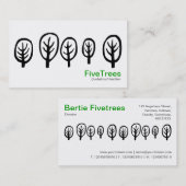 Vijf bomen - zwart op wit visitekaartje (Voorkant / Achterkant)