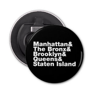 Vijf Boroughs ~ New York City Button Flesopener