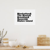 Vijf Boroughs ~ New York City Poster (Keuken)