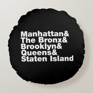 Vijf Boroughs ~ New York City Rond Kussen
