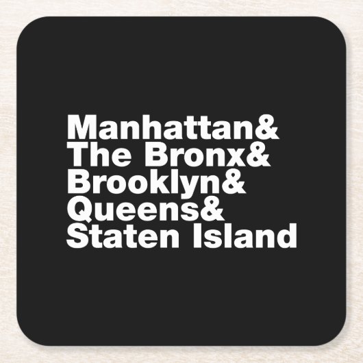 Vijf Boroughs ~ New York City Vierkante Kartonnen Onderzetter (Voorkant)