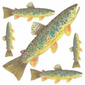 Vijf Bruine forel op dezelfde pagina van Sticker (Voorkant)