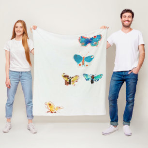Vijf Butterflies, Redon Fleece Deken