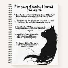 Vijf Cat Wisdom Black Cat Design Spiraalvormig Not Notitieboek