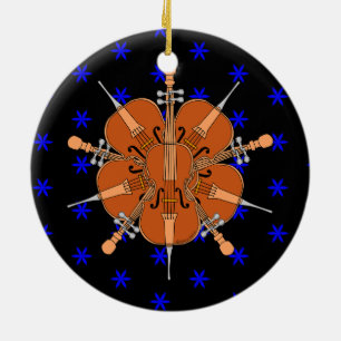 Vijf cello's keramisch ornament