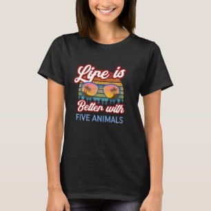 Vijf dieren Shaolin zonsondergang. Het leven is be T-shirt