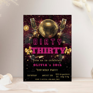 Vijf Dirty Thirty Disco Verjaardagsuitnodiging Kaart