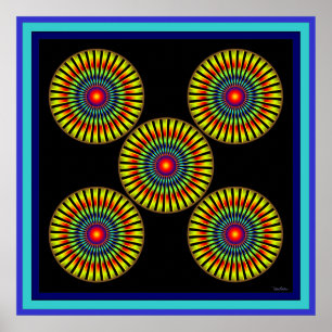 Vijf draaiende wielen poster