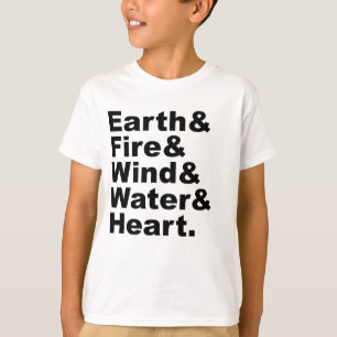 Vijf Elementen Aarde Vuur Wind Water & Hart T-shirt