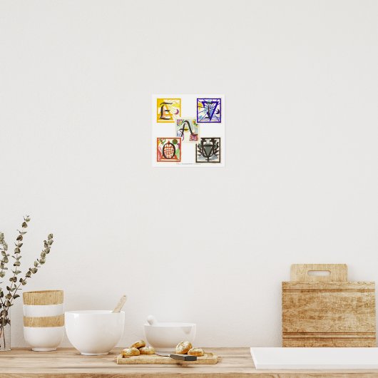 Vijf elementen en handdoeken poster (Keuken)