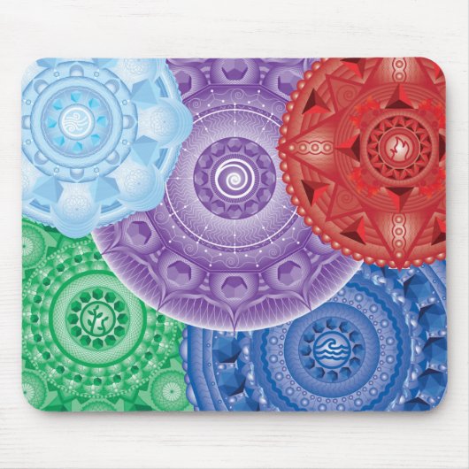 Vijf Elementen Mandala Collage MultiColor Muismat (Voorkant)