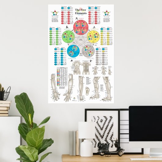 Vijf elementen van het Poster van de Acupunctuur P (Thuiskantoor)