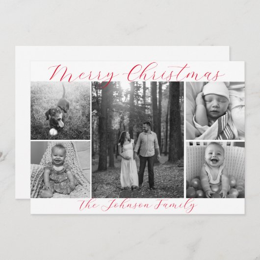 Vijf foto Kerstmis Kaart (Voorkant / Achterkant)