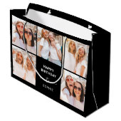 Vijf Fotoraster | Zwarte Happy Birthday Groot Cadeauzakje (Achterkant Gekanteld)