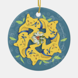 Vijf gouden katten... keramisch ornament