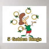 vijf gouden ringen 5e vijfde kerstdag poster (Voorkant)