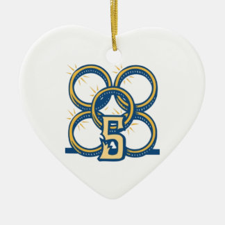 Vijf gouden ringen! keramisch ornament