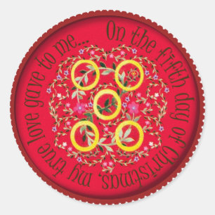 Vijf gouden ringen ronde sticker