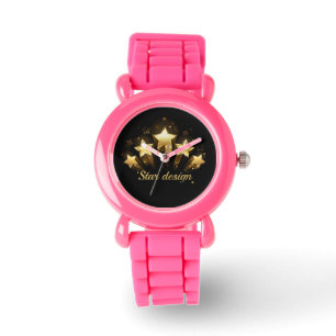 Vijf gouden sterren op zwart horloge