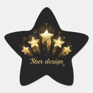 Vijf gouden sterren op zwart ster sticker