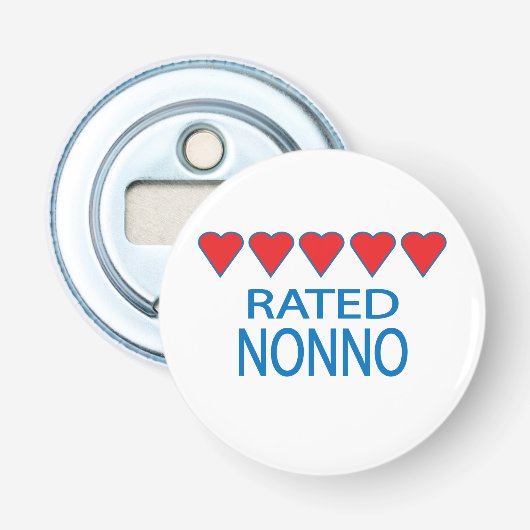 Vijf hart nonno button flesopener (Voorkant)