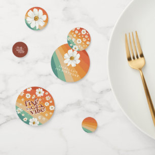 Vijf is een Vibe 5de verjaardag   Retro Daisy Rain Confetti