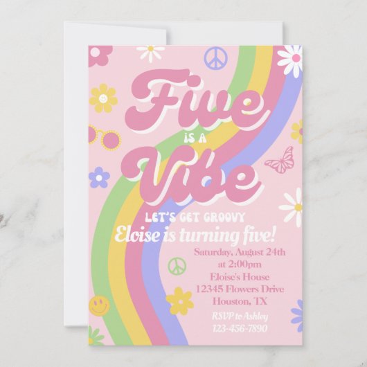 Vijf is een vibe Birthday Uitnodiging (Voorkant)