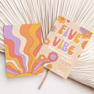 Vijf is een vibe Birthday Uitnodiging Groovy Par