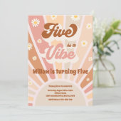 Vijf is een Vibe Boho Sunshine 5e verjaardag Kaart (Staand voorkant)