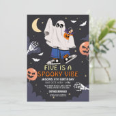Vijf is een Vibe Ghosts Bats Halloween kostuum Kaart (Staand voorkant)