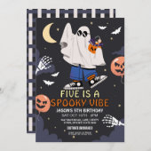 Vijf is een Vibe Ghosts Bats Halloween kostuum Kaart (Voorkant / Achterkant)