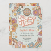 Vijf is een Vibe Groovy 5th birthday 70s retro (Voorkant / Achterkant)