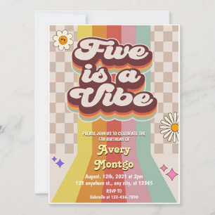 Vijf is een Vibe Groovy 5th Birthday uitnodiging