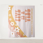Vijf is een Vibe Groovy Daisy 5e verjaardagsbanner Wandkleed (Voorkant)